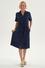 Vestido Mujer Cintura Ajustable Azul