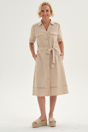 Vestido Mujer Cintura Ajustable Beige
