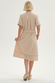 Vestido Mujer Cintura Ajustable Beige