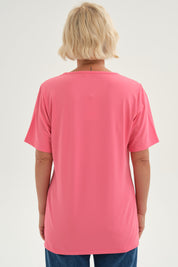 Polera Mujer Detalle Cuello Coral