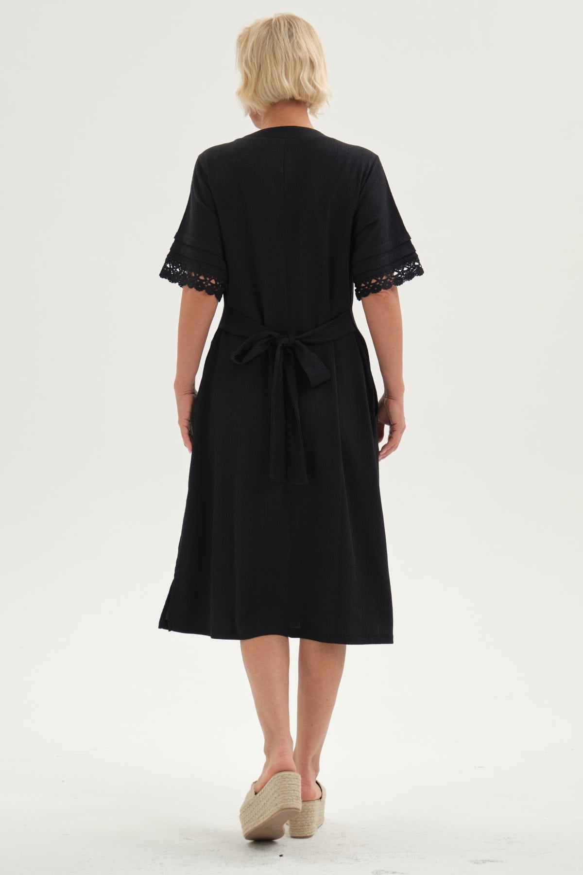 Vestido Mujer Con Textura Negro