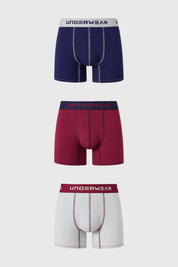 Boxer Hombre Tripack Largo Burdeo