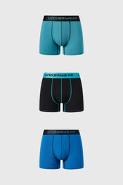 Boxer Hombre Tripack Liso Turquesa