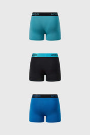 Boxer Hombre Tripack Liso Turquesa