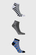 Calceta Deportiva Hombre Rayas Gris