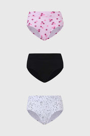 Calzón Mujer Tripack Tiro Alto Algodón Negro