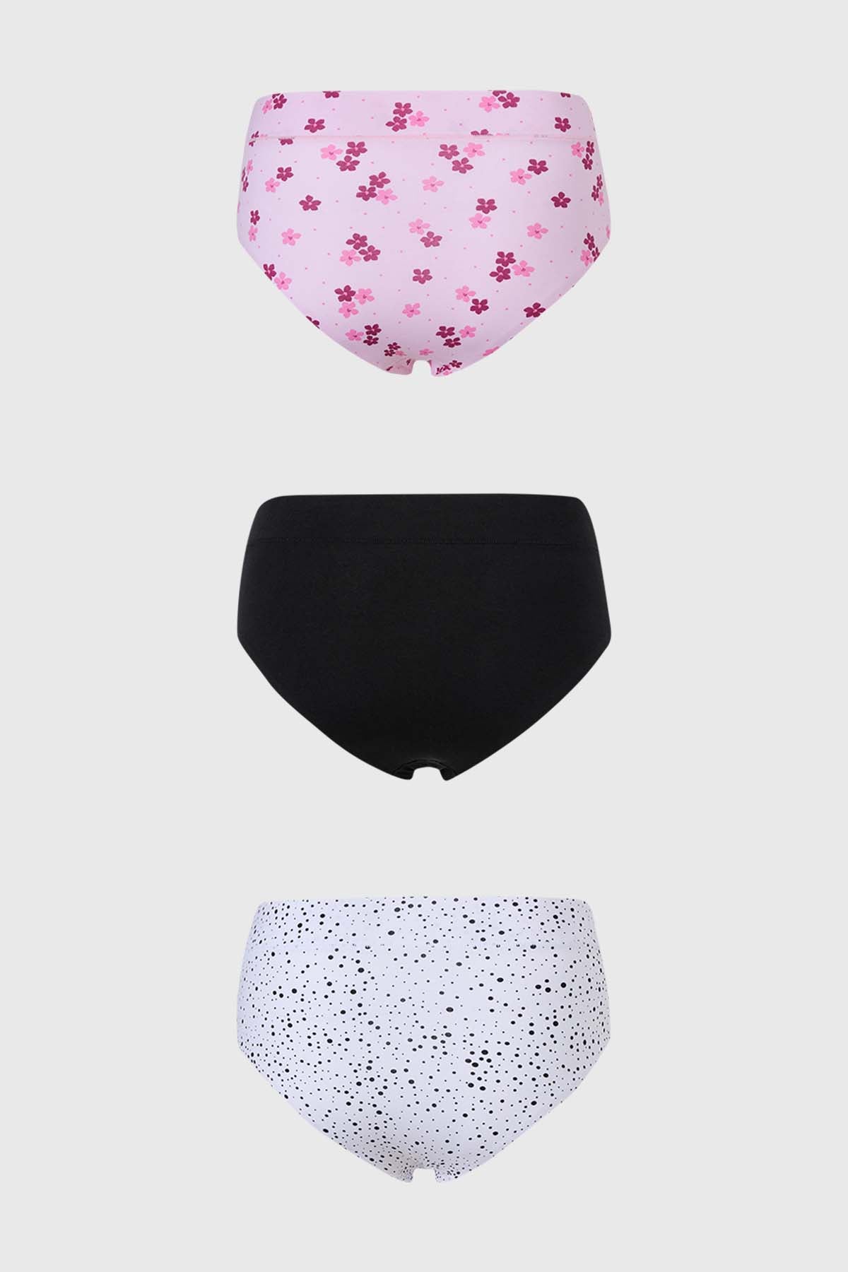 Calzón Mujer Tripack Tiro Alto Algodón Negro