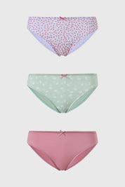Calzón Mujer Tripack Bikini Algodón Menta