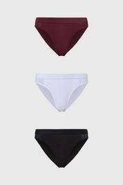 Calzón Mujer Tripack Bikini Algodón Guinda