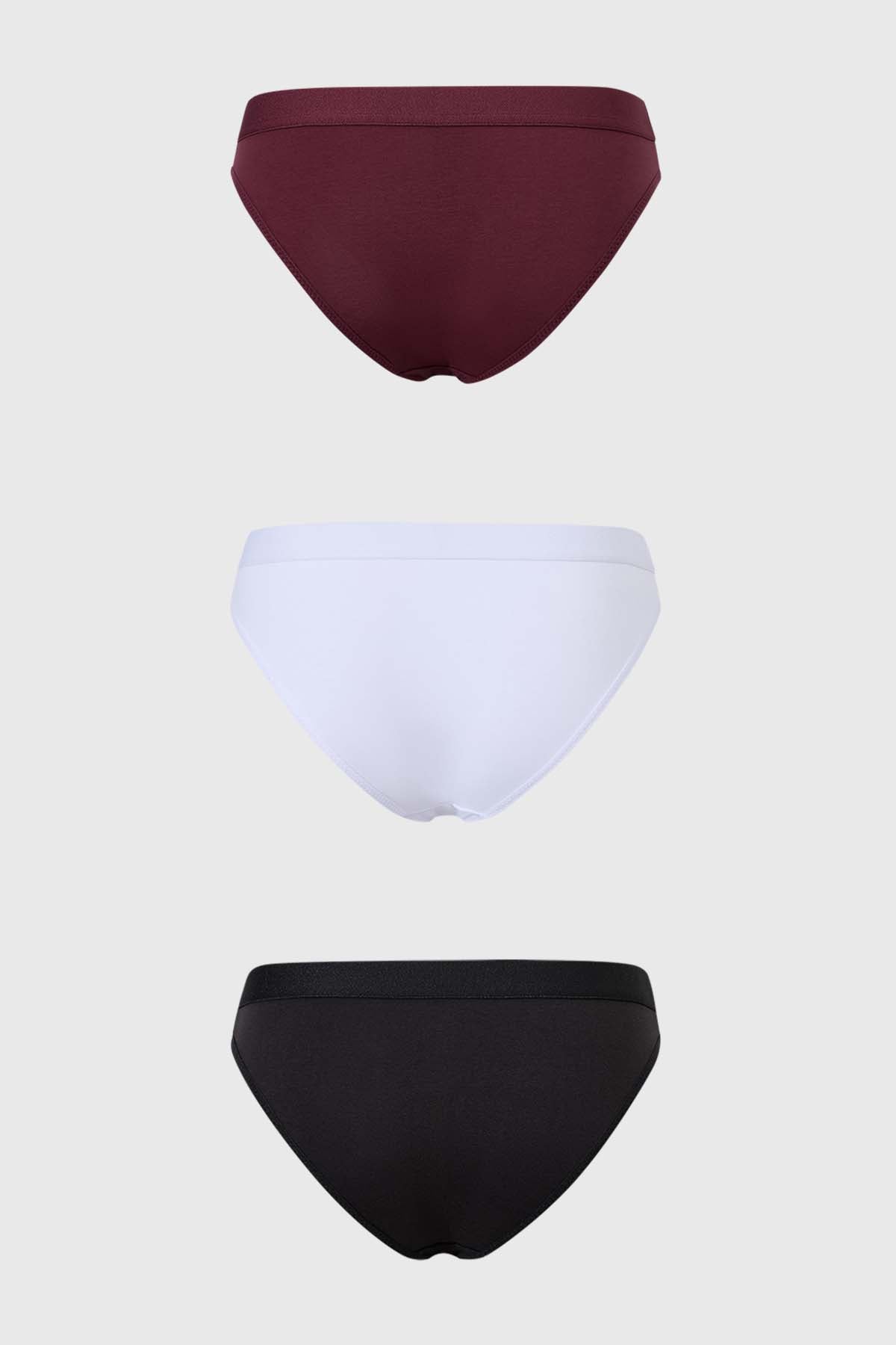 Calzón Mujer Tripack Bikini Algodón Guinda