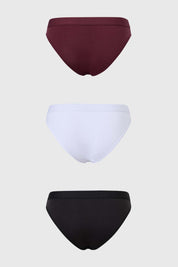 Calzón Mujer Tripack Bikini Algodón Guinda