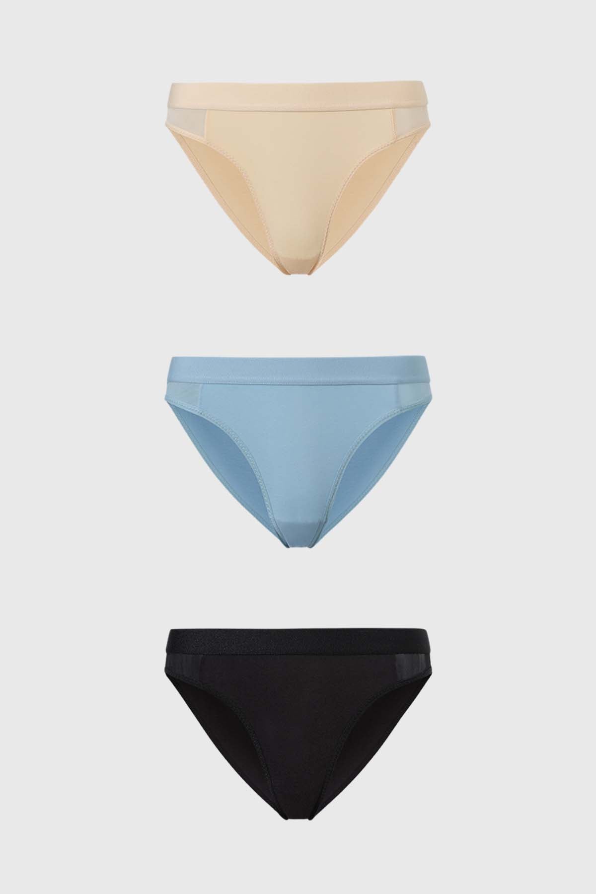 Calzón Mujer Tripack Bikini Algodón Negro