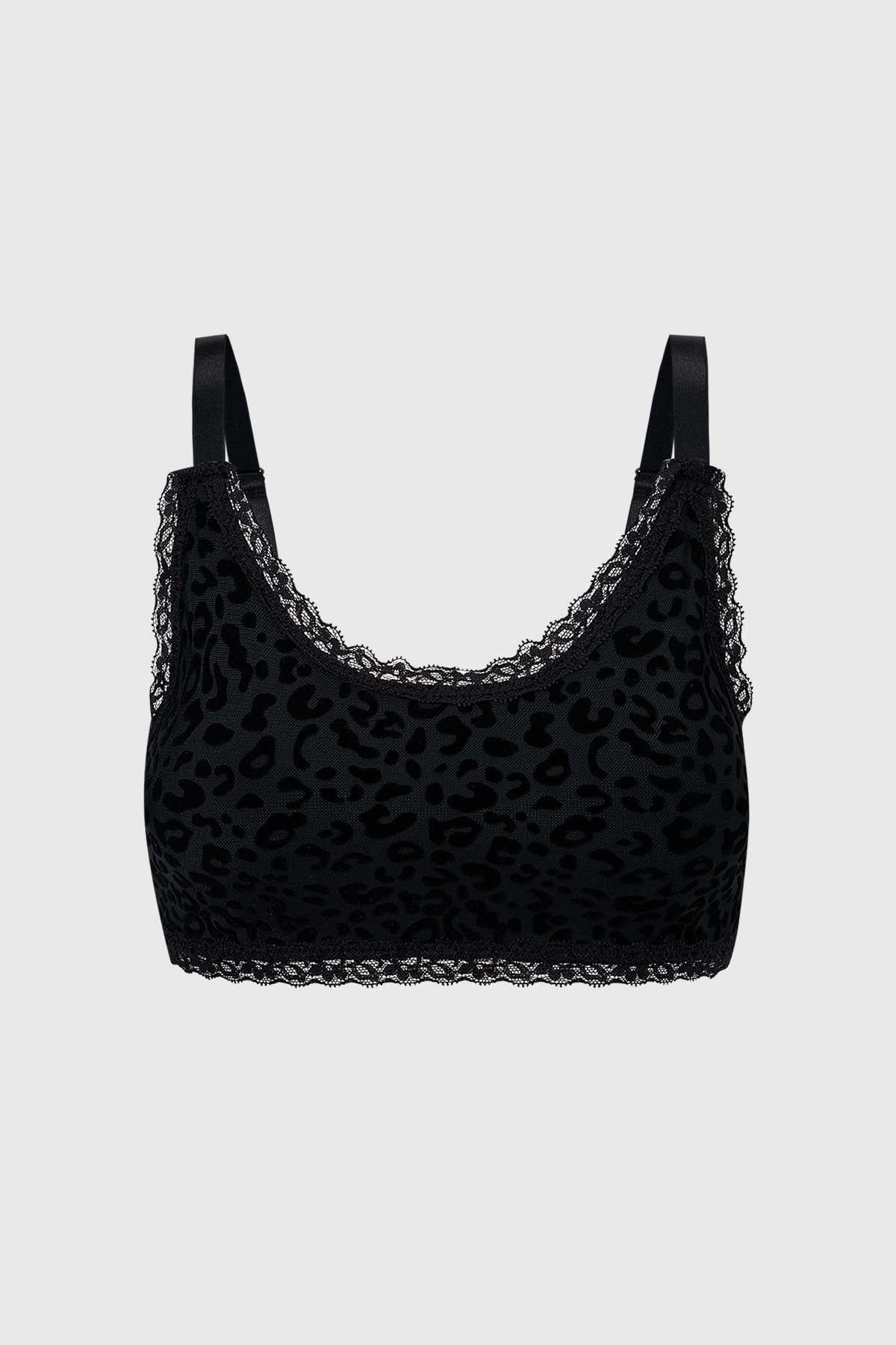 Sostén Mujer Bipack Peto Negro encaje estampado