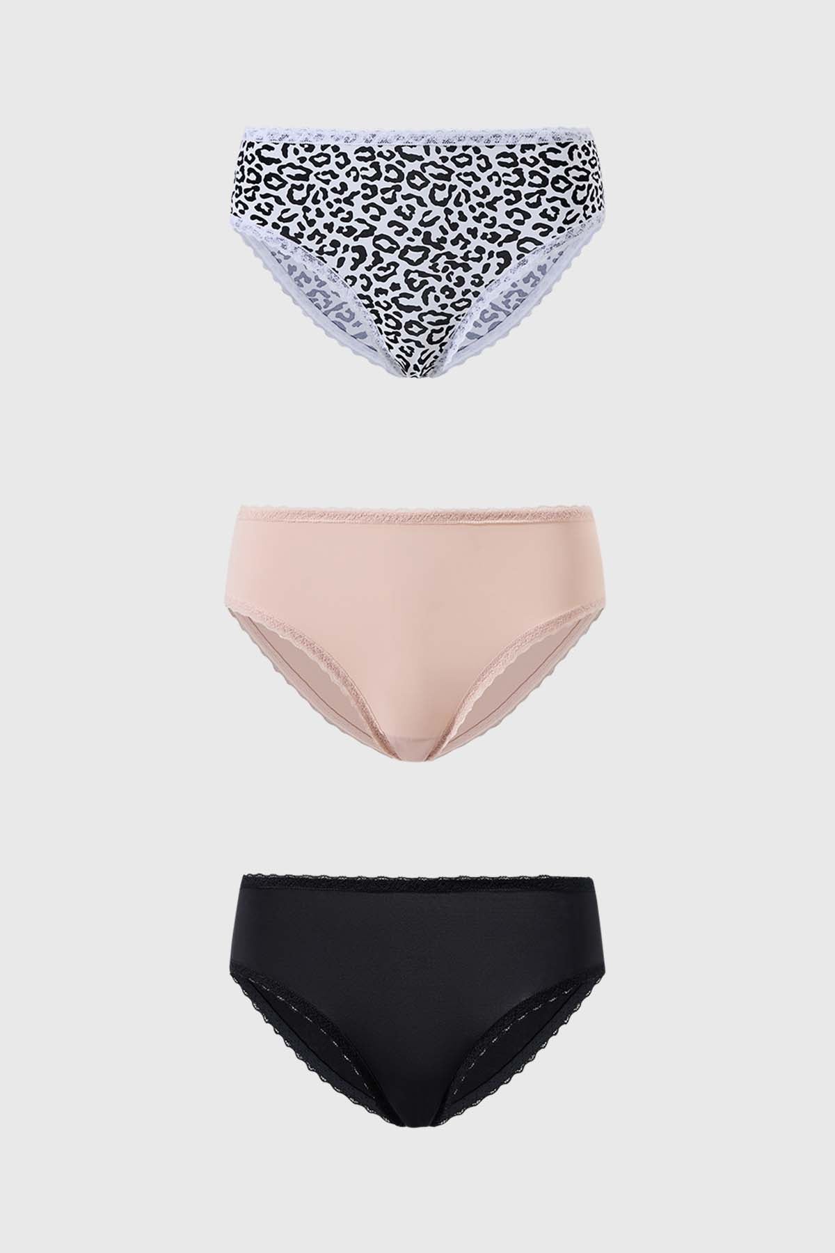 Calzón Mujer Tripack Bikini Estampado Negro – Fashion´s Park