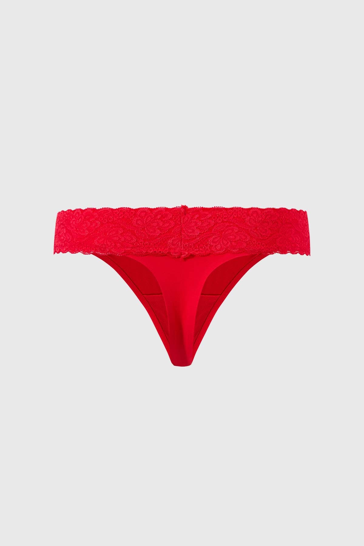 Calzón Mujer Colaless Con Encaje Pretina Rojo