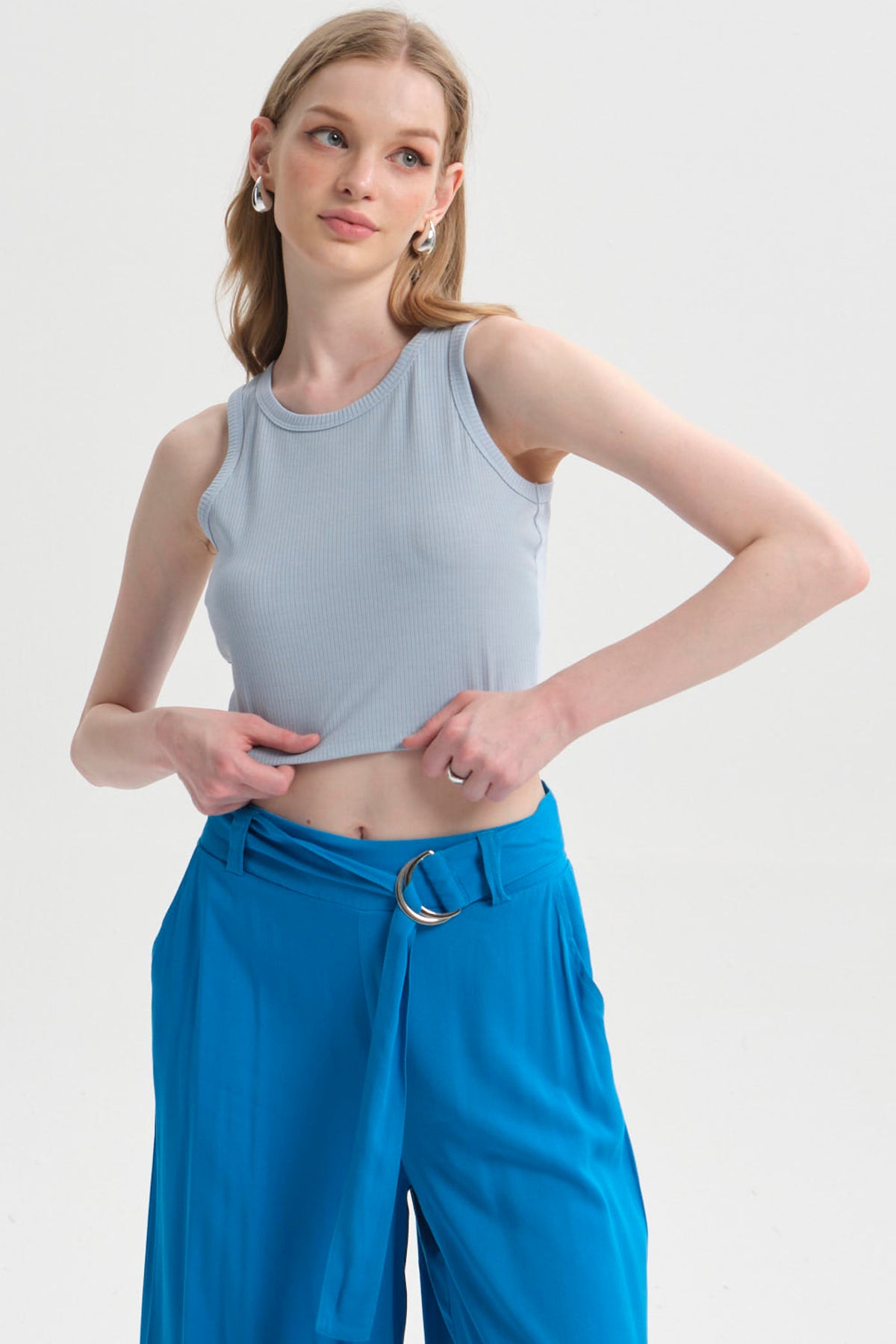 Polera Mujer Sudadera Celeste