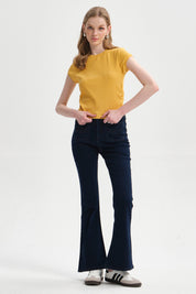 Polera Mujer Cropped Amarillo