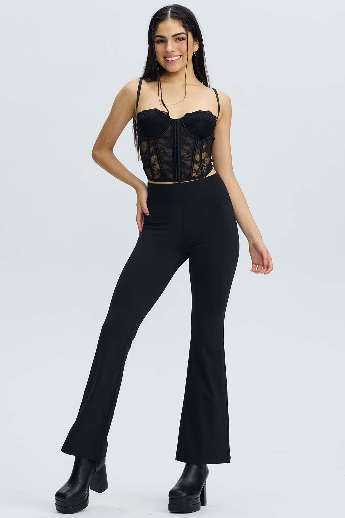 Calza Mujer Flare Deporte Negro