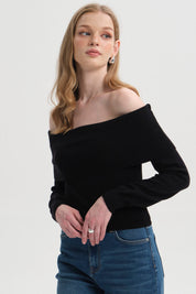Sweater Mujer Bardot Negro
