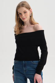 Sweater Mujer Bardot Negro
