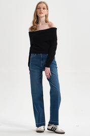 Sweater Mujer Bardot Negro