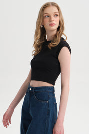 Polera Mujer Crop Negro