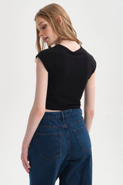 Polera Mujer Crop Negro