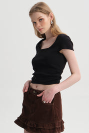 Polera Mujer Recogido Cropped Negro