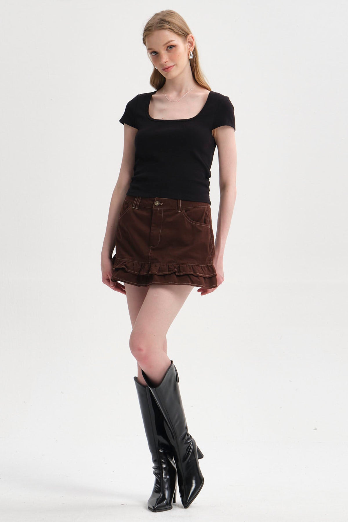 Polera Mujer Recogido Cropped Negro