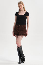 Polera Mujer Recogido Cropped Negro