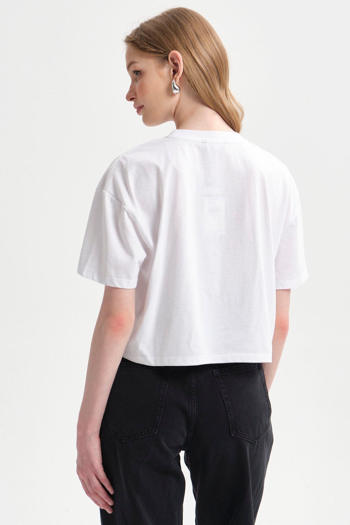 Polera Mujer Print Crop Blanco