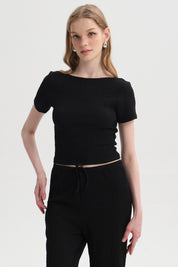 Polera Mujer Textura Negro