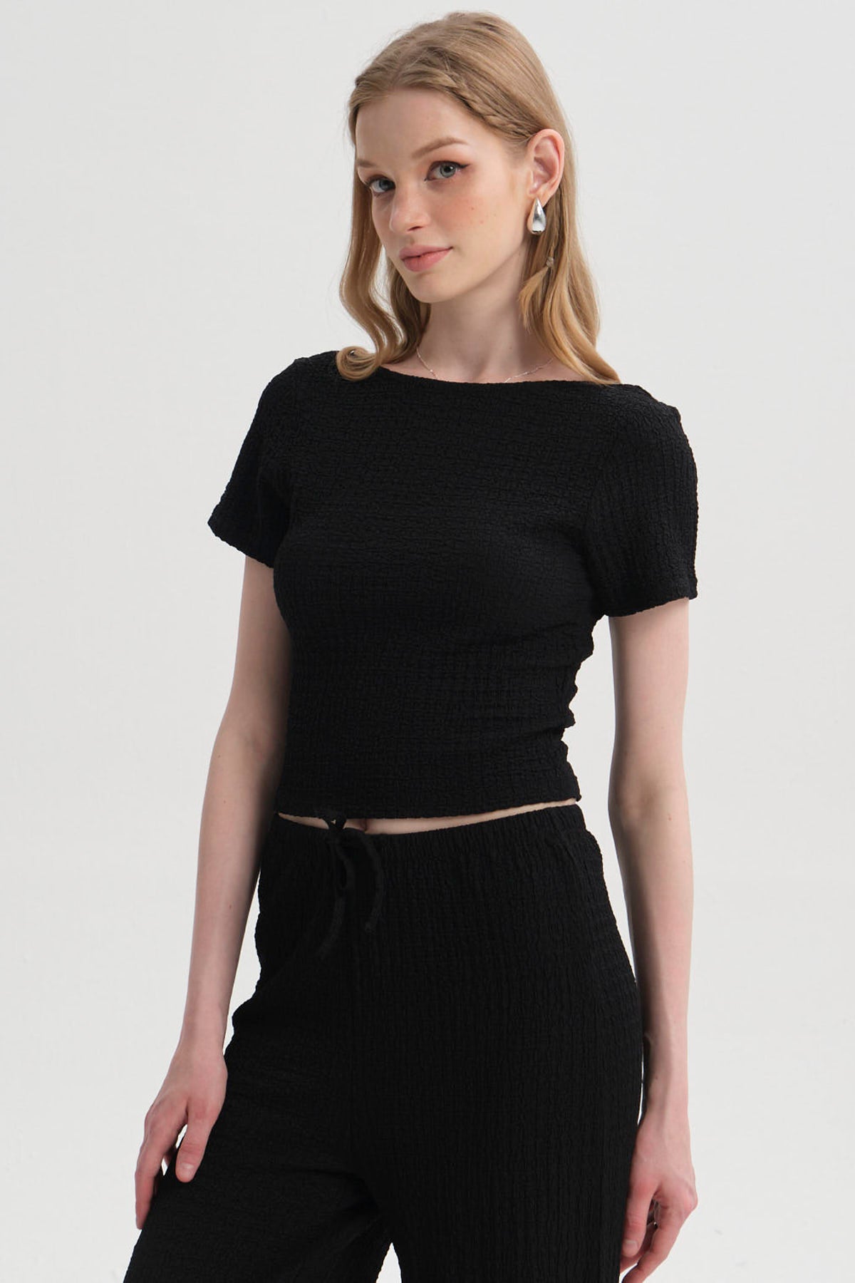 Polera Mujer Textura Negro