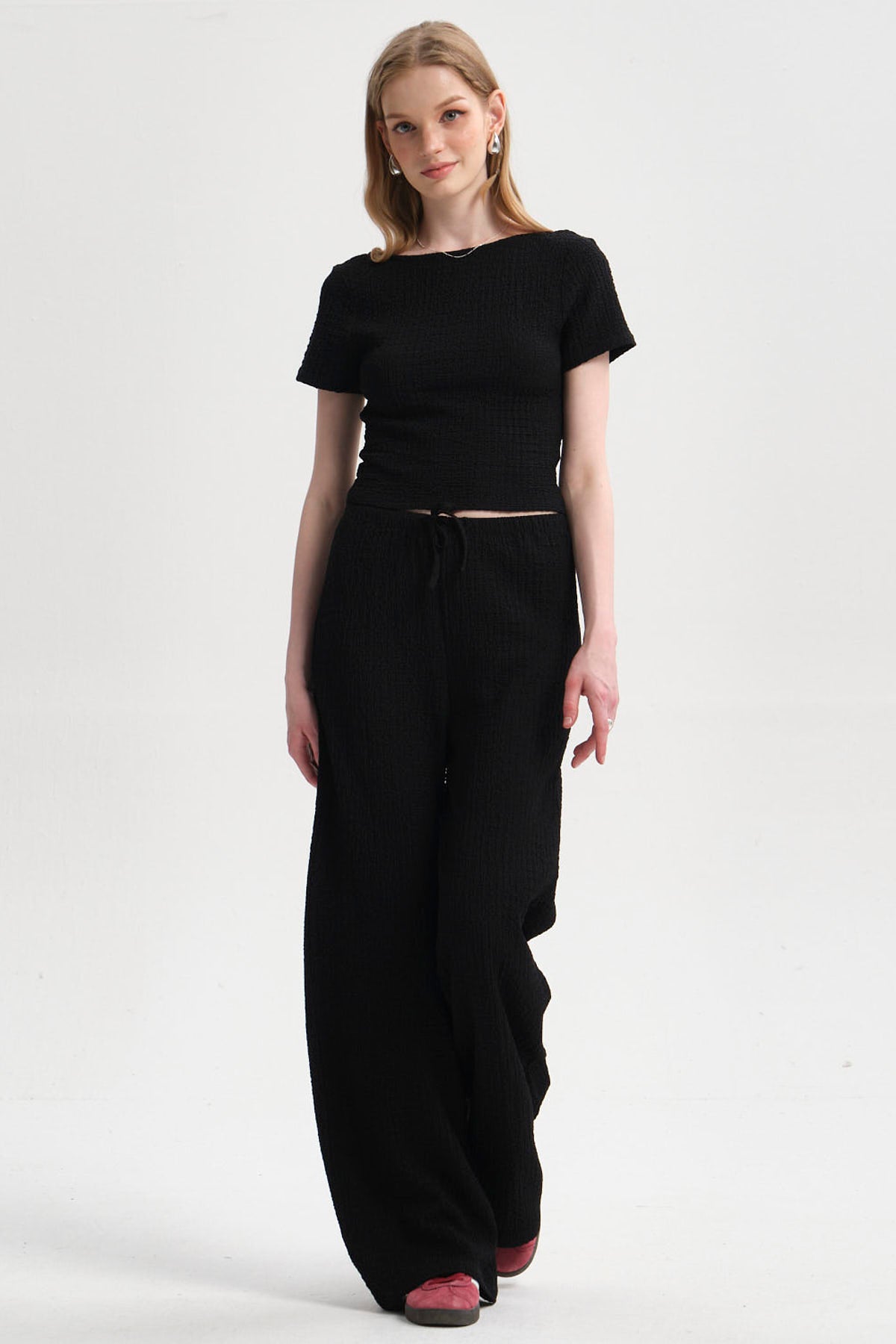 Pantalón Mujer Textura Negro