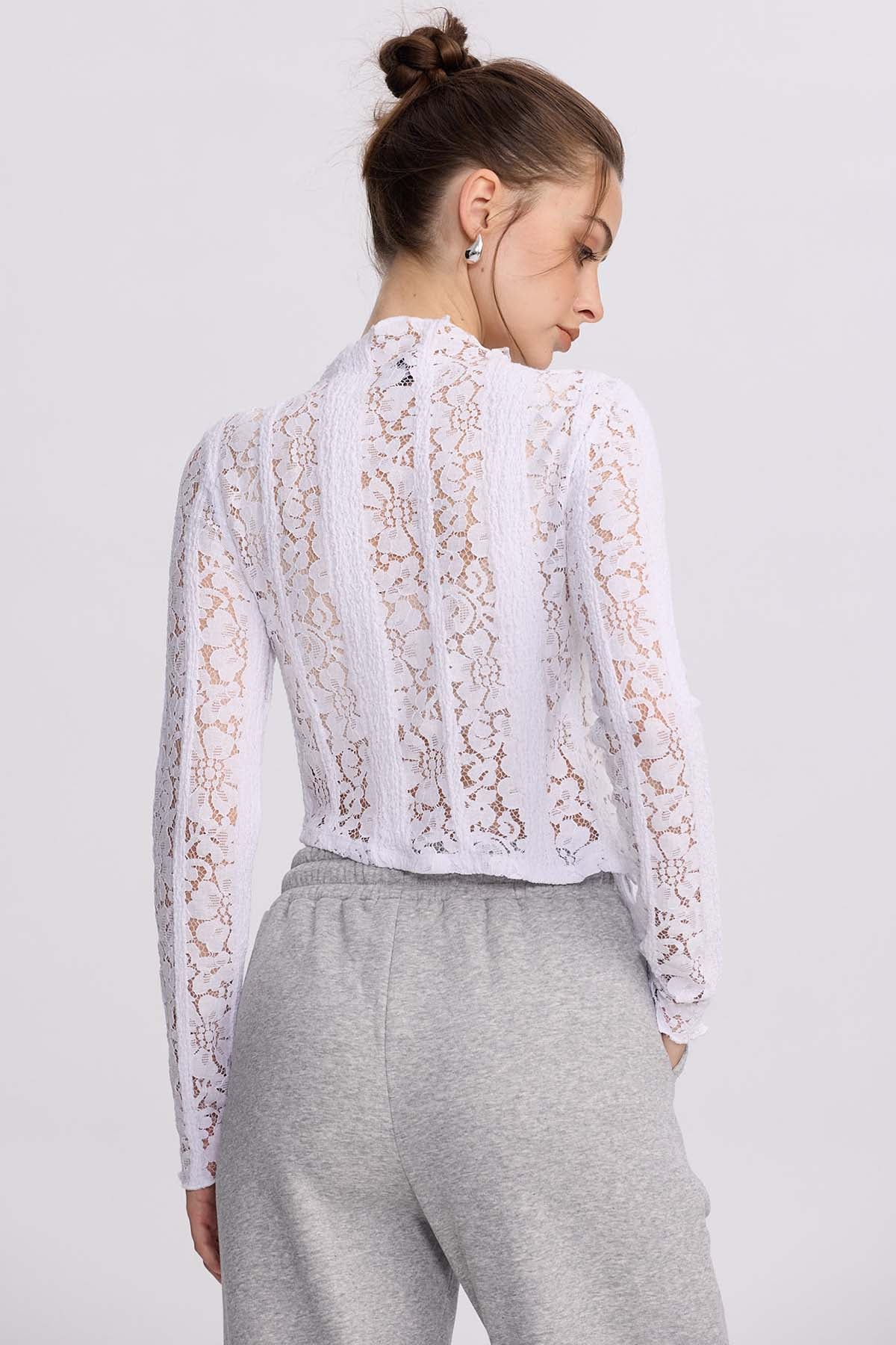 Polera Mujer Encaje Blanco