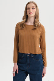 Sweater Mujer Asimétrico Camel