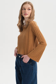 Sweater Mujer Asimétrico Camel