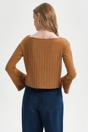 Sweater Mujer Asimétrico Camel