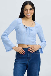 Polera Mujer Vuelos Flare Celeste