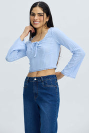 Polera Mujer Vuelos Flare Celeste