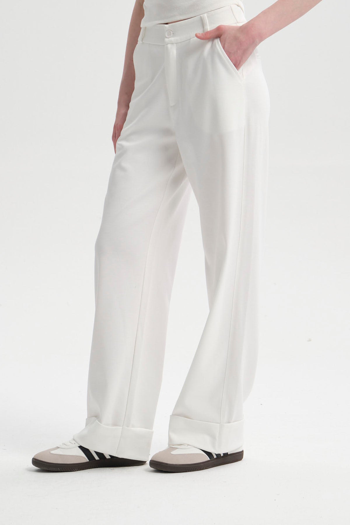 Pantalón Mujer Basta Doblada Crudo