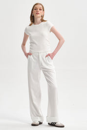 Pantalón Mujer Basta Doblada Crudo