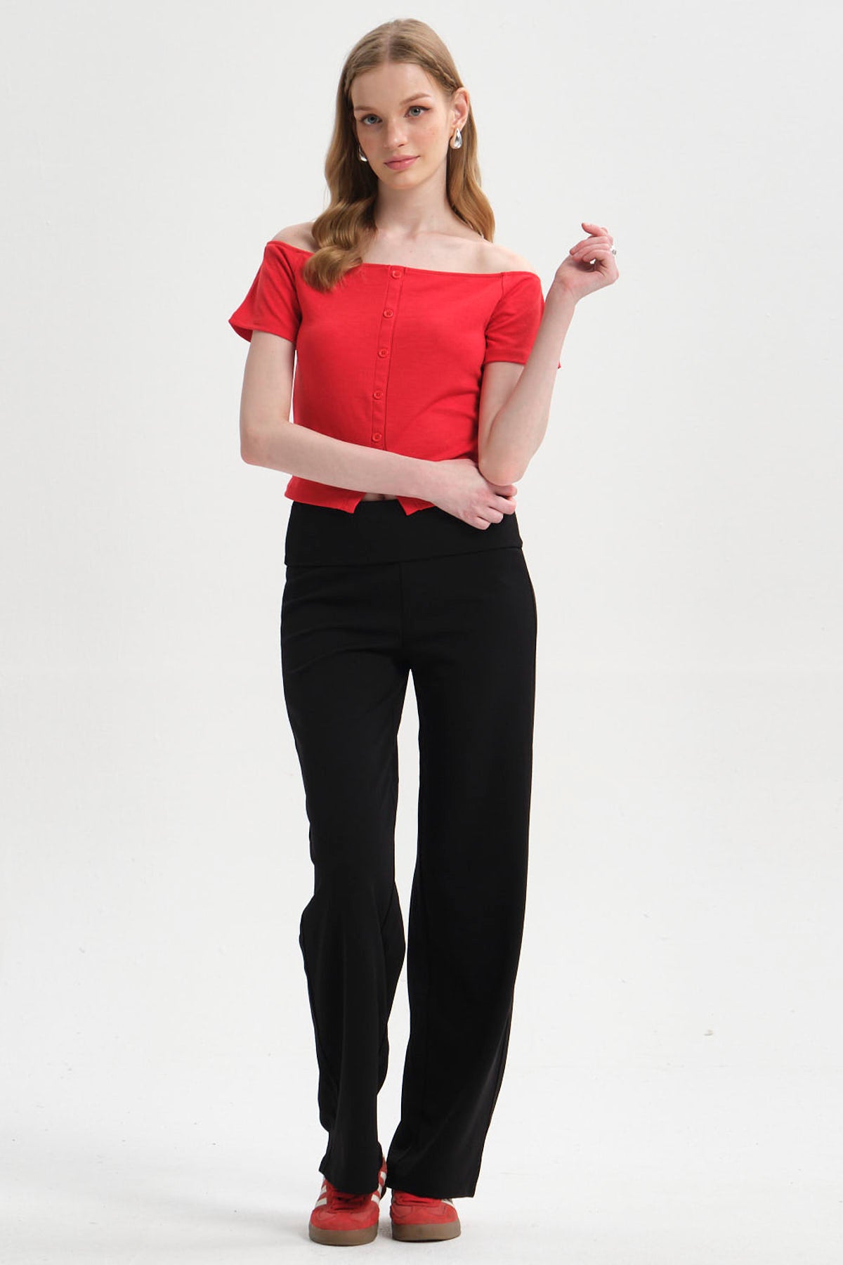 Pantalón Mujer Flare Pretina Negro