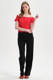 Pantalón Mujer Flare Pretina Negro