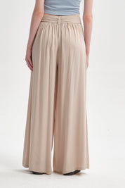 Pantalón Mujer Palazzo Cinturón Beige