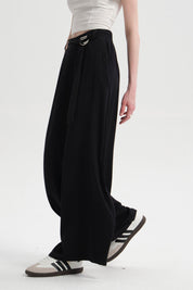 Pantalón Mujer Palazzo Cinturón Negro