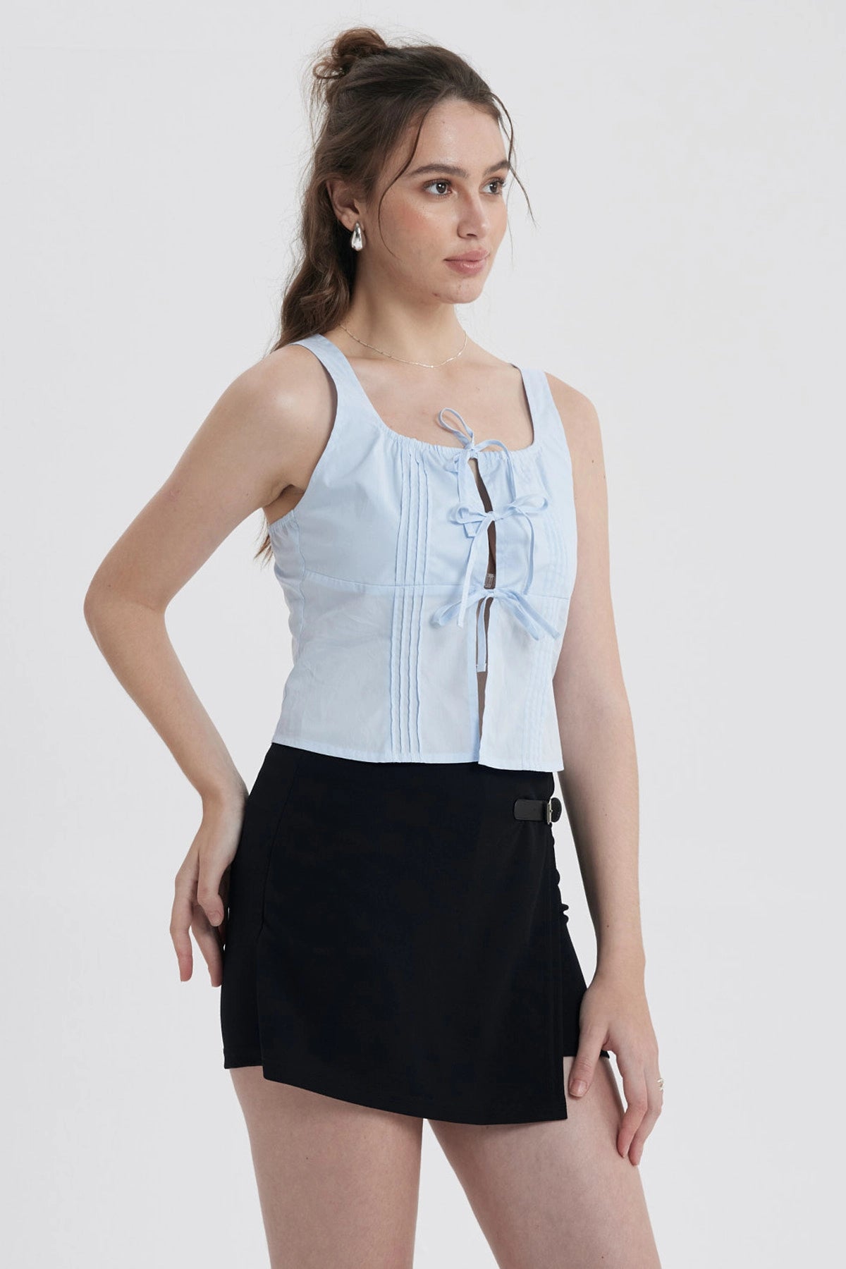 Blusa Mujer Lacitos Celeste