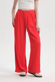Pantalón Mujer Palazzo Sastrero  Rojo