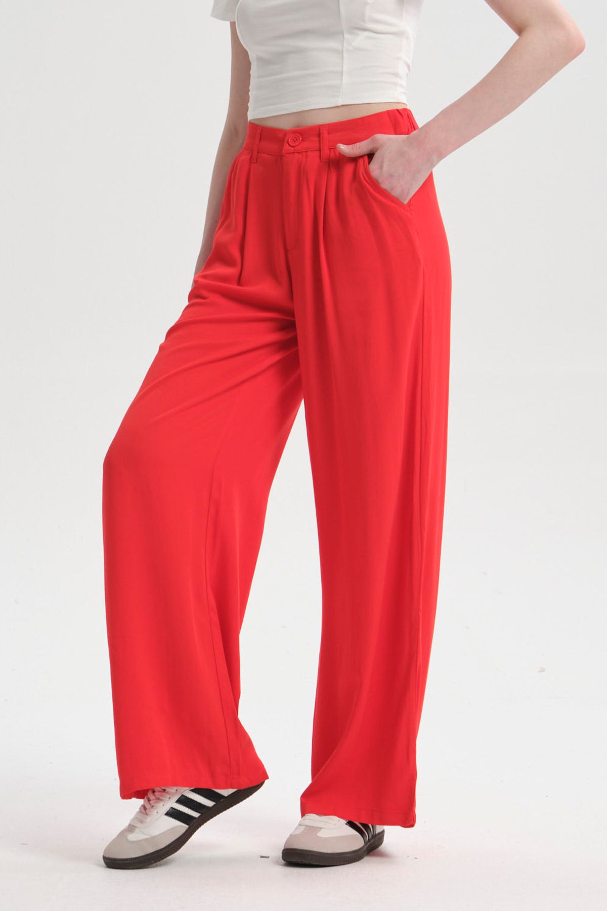 Pantalón Mujer Palazzo Sastrero  Rojo