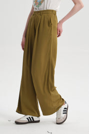 Pantalón Mujer Palazzo Sastrero  Verde Olivo